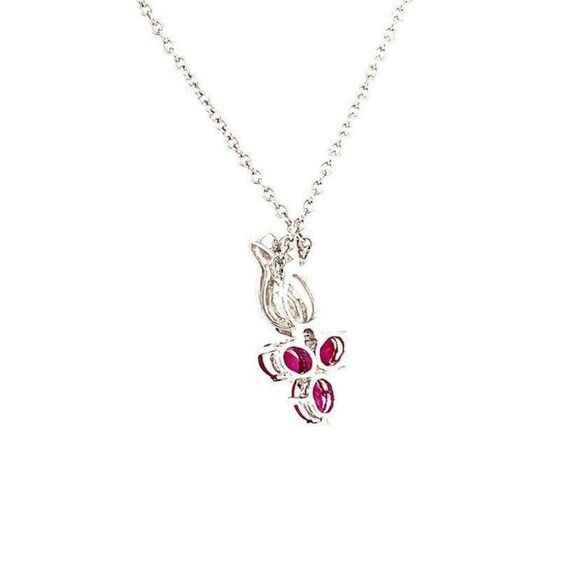 18k/14k 3-Ruby Pendant Necklace - Picture 7 of 11